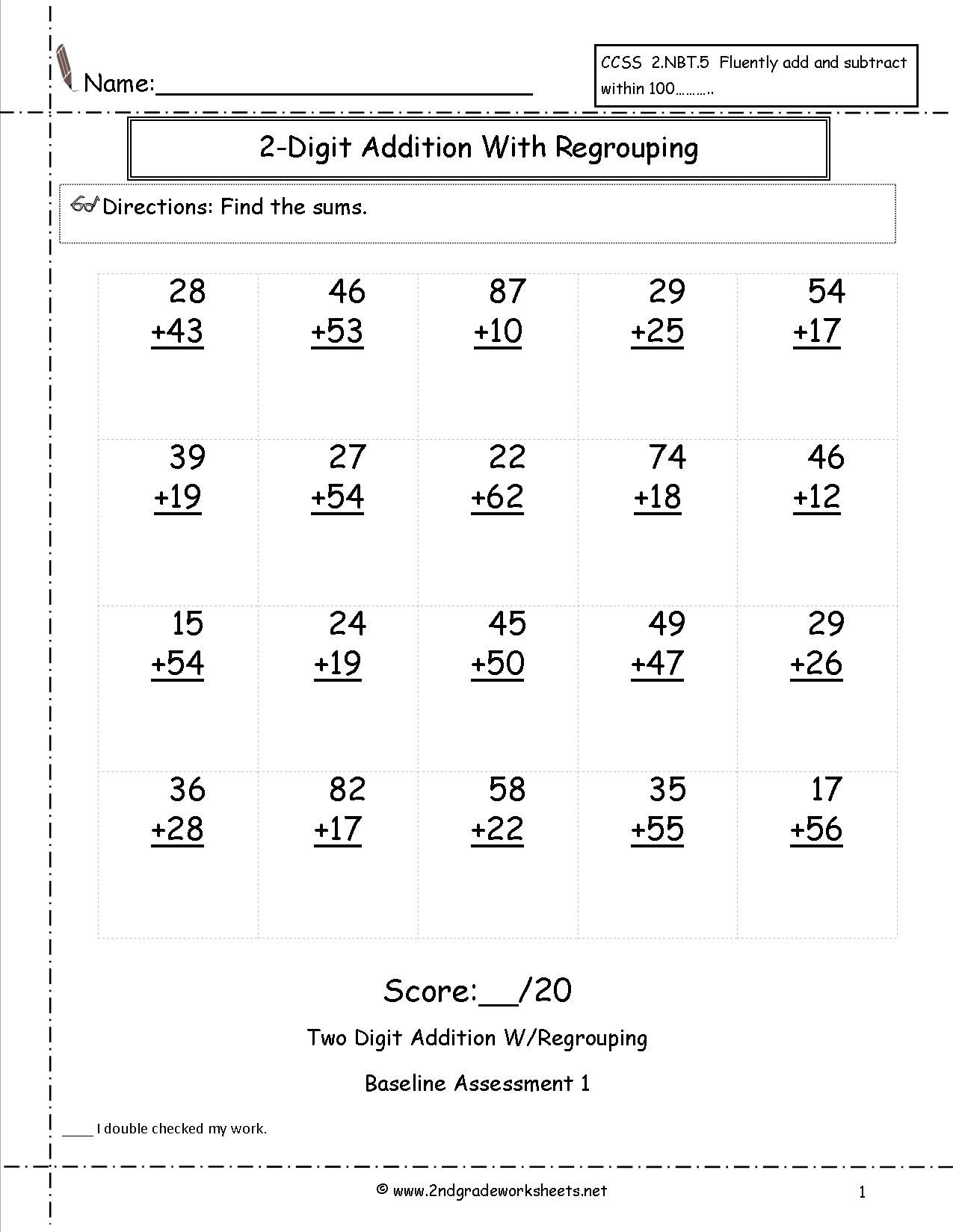 30 Addition Worksheets With Regrouping