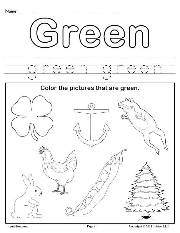 30 Color Green Worksheets For Kindergarten