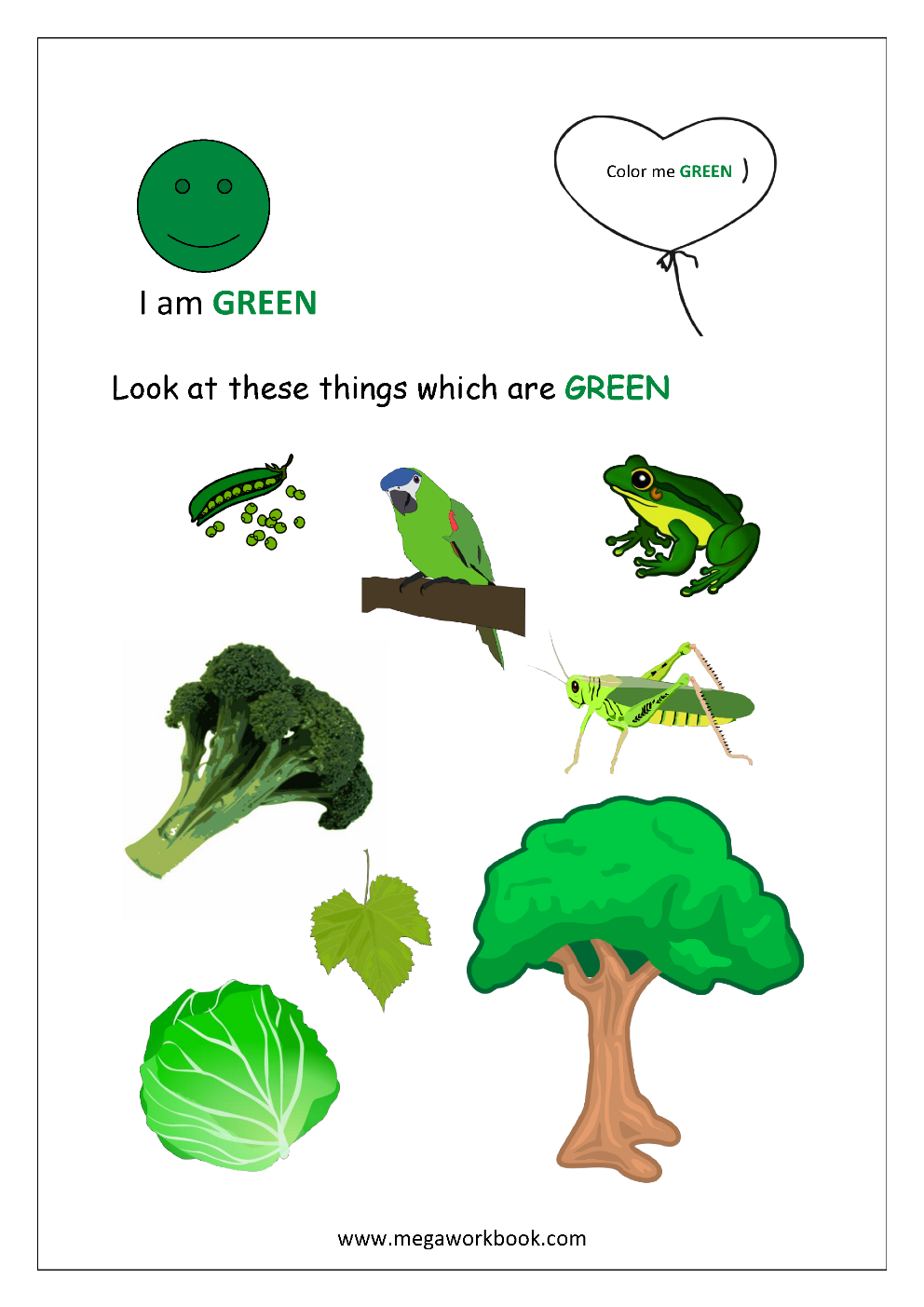 30 Color Green Worksheets For Kindergarten