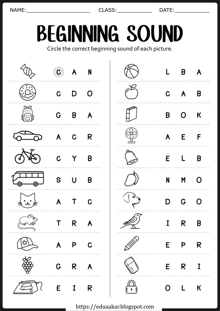 30 Kindergarten English Worksheets Beginning Sounds