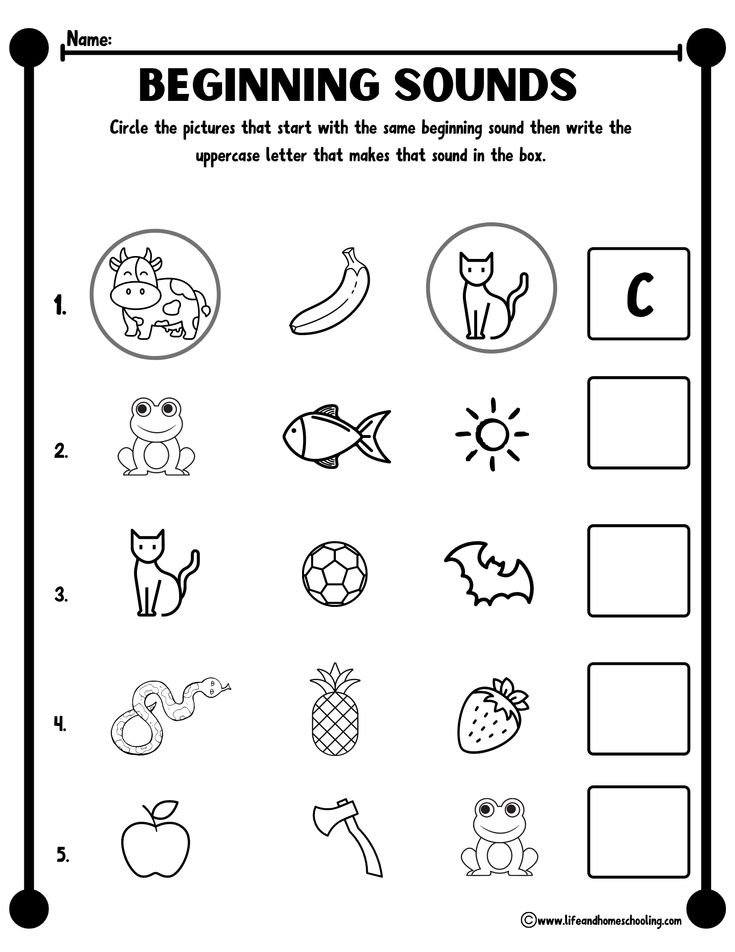 30 Kindergarten English Worksheets Beginning Sounds