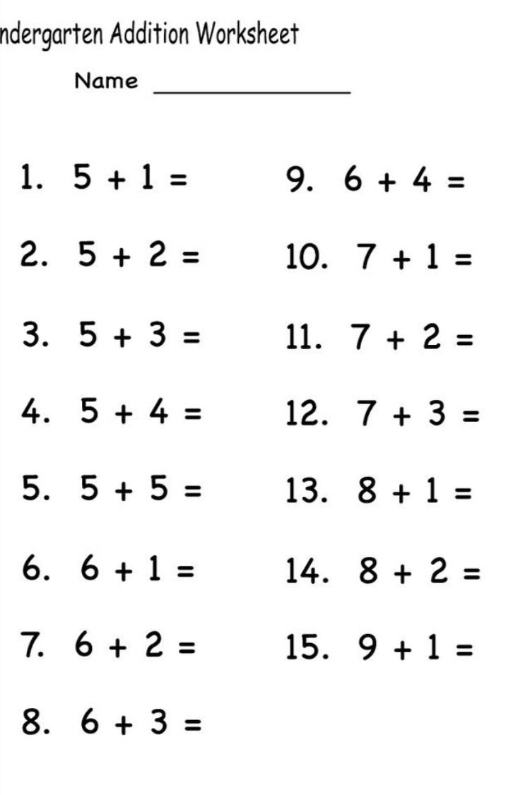 30 Kindergarten Math Worksheets Addition