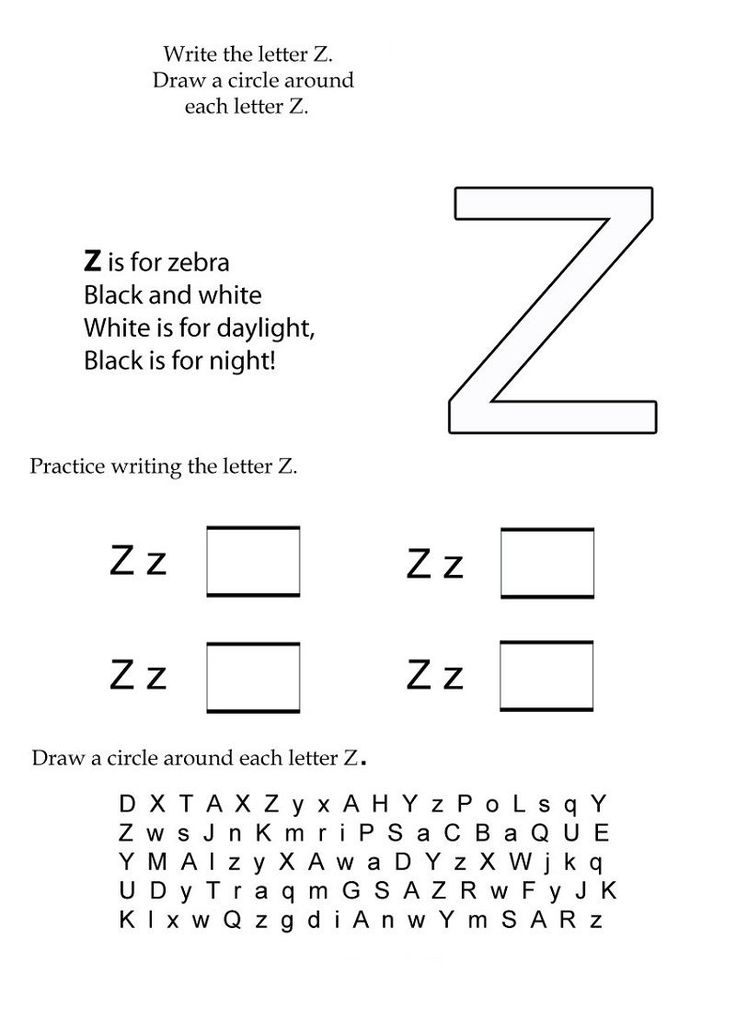 30 Letter Z Kindergarten Worksheets