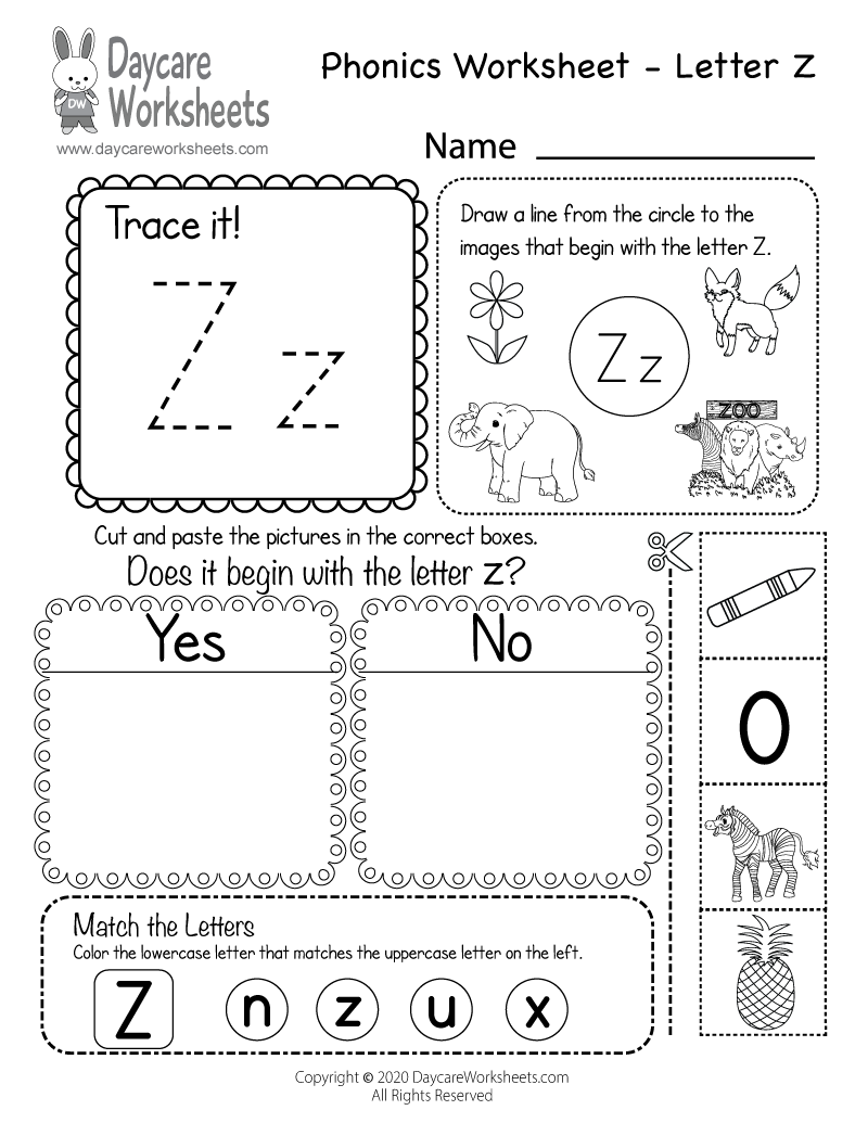 30 Letter Z Kindergarten Worksheets