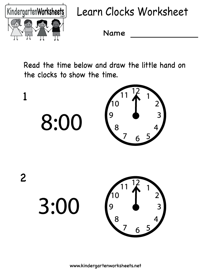 30 Math Time Worksheets For Kindergarten