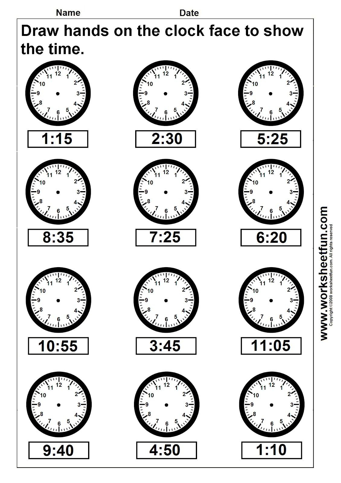 30 Math Time Worksheets For Kindergarten