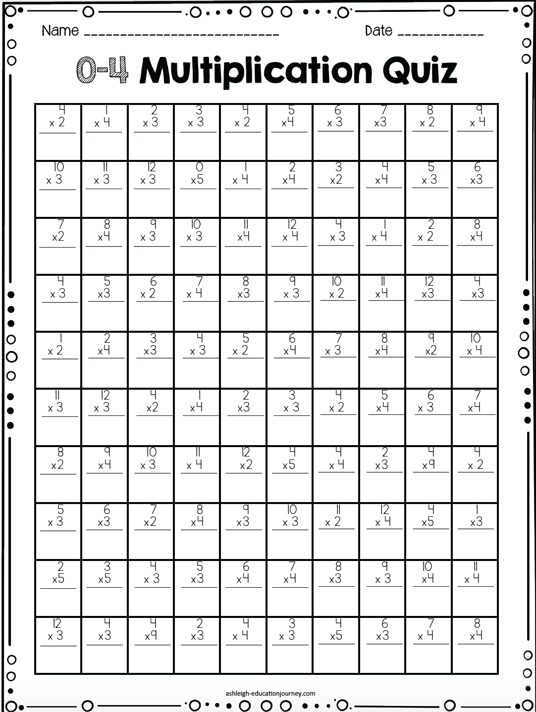 30 Multiplication Worksheets 3Rd Grade Free