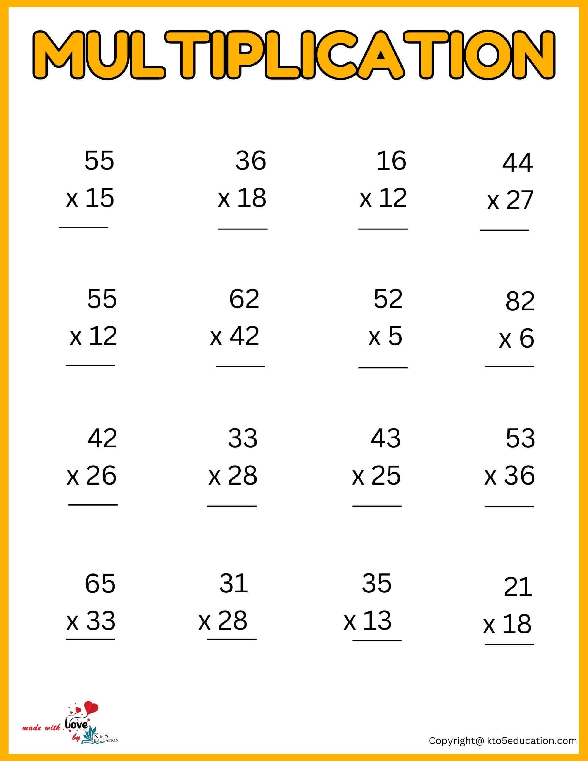 30 Multiplication Worksheets 3Rd Grade Free