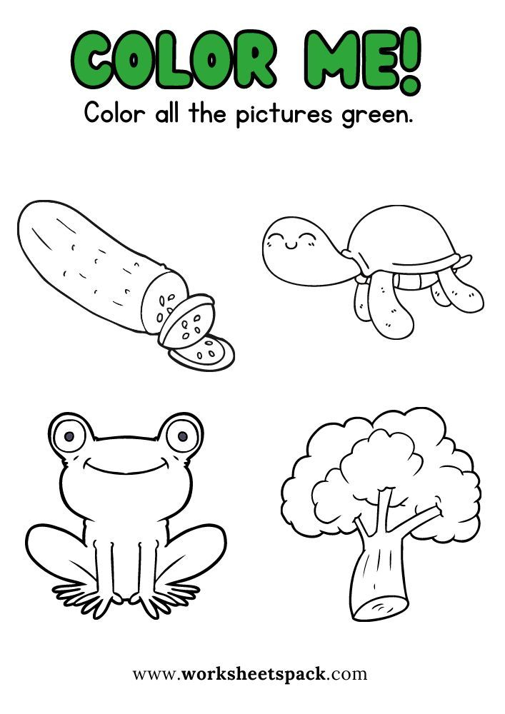 35 Color Green Worksheets For Kindergarten