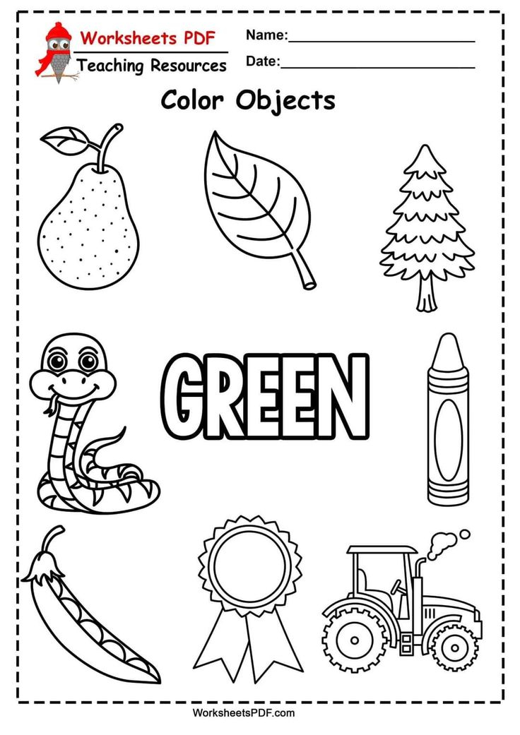 35 Color Green Worksheets For Kindergarten