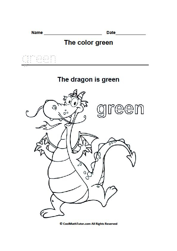 35 Color Green Worksheets For Kindergarten