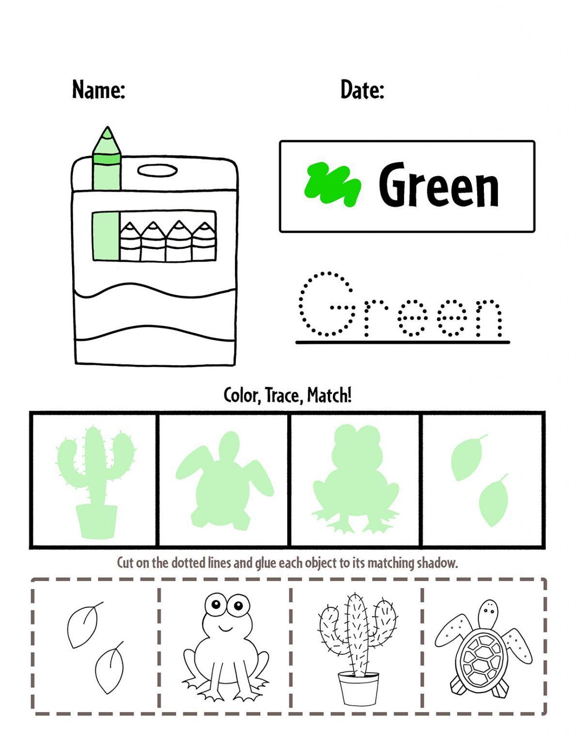 35 Color Green Worksheets For Kindergarten