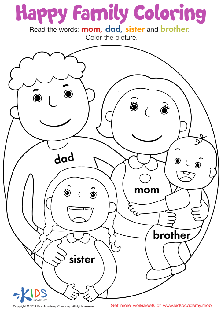 35 Family Coloring Worksheets For Kindergarten