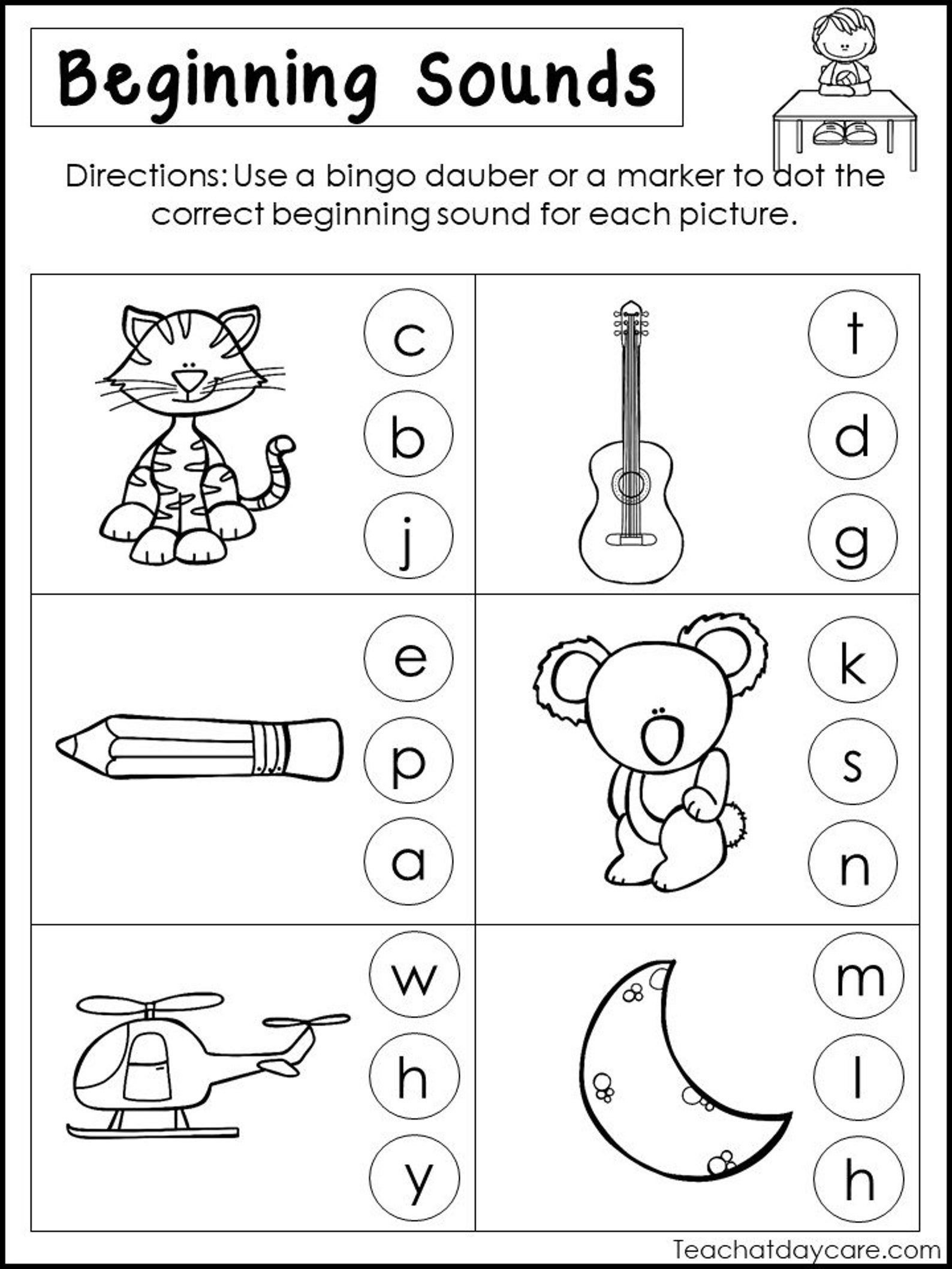 35 Kindergarten English Worksheets Beginning Sounds