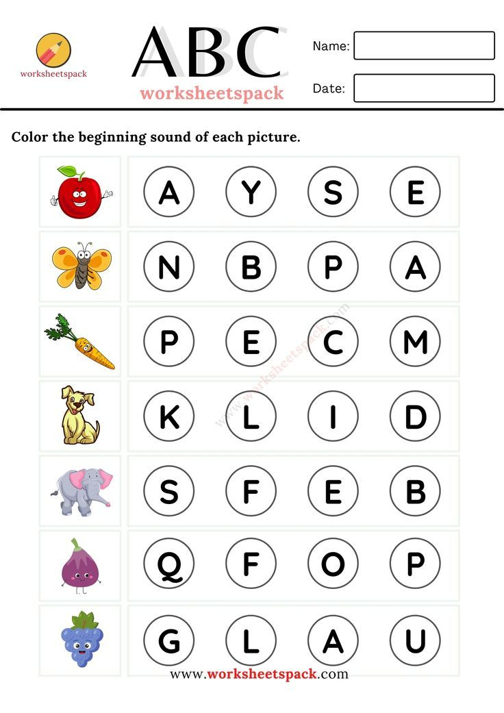 35 Kindergarten English Worksheets Beginning Sounds