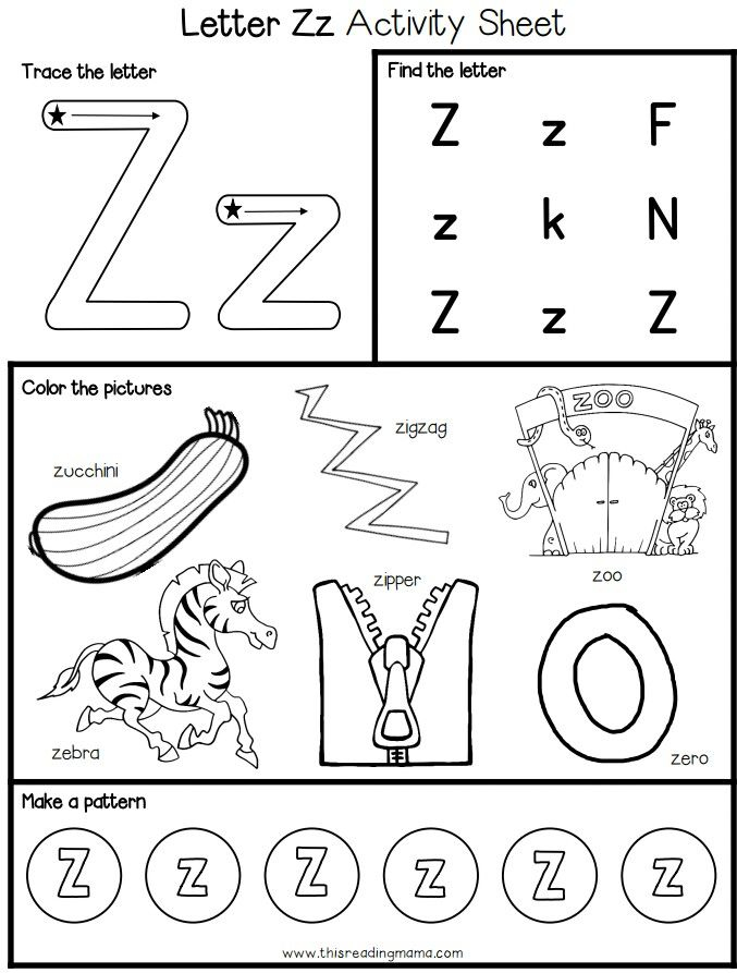 35 Letter Z Kindergarten Worksheets