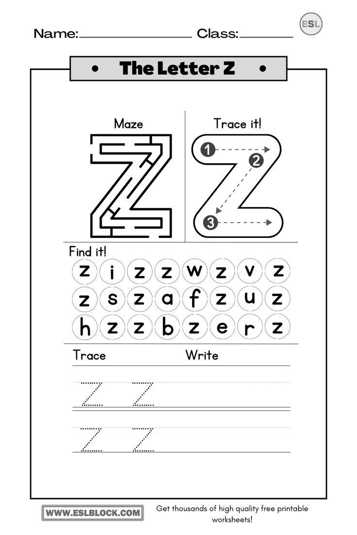 35 Letter Z Kindergarten Worksheets