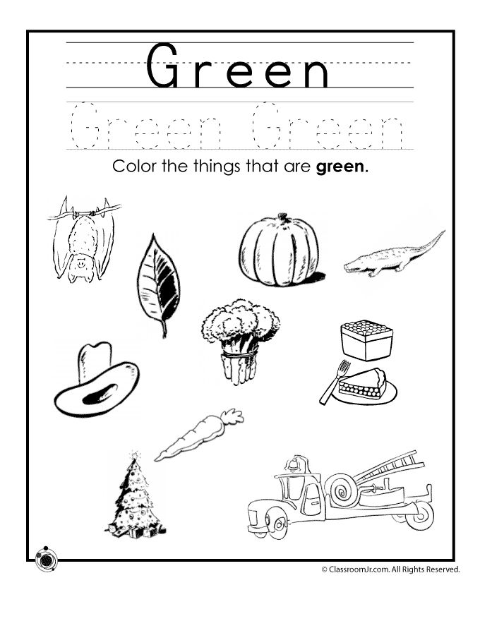 21 Color Green Worksheets For Kindergarten