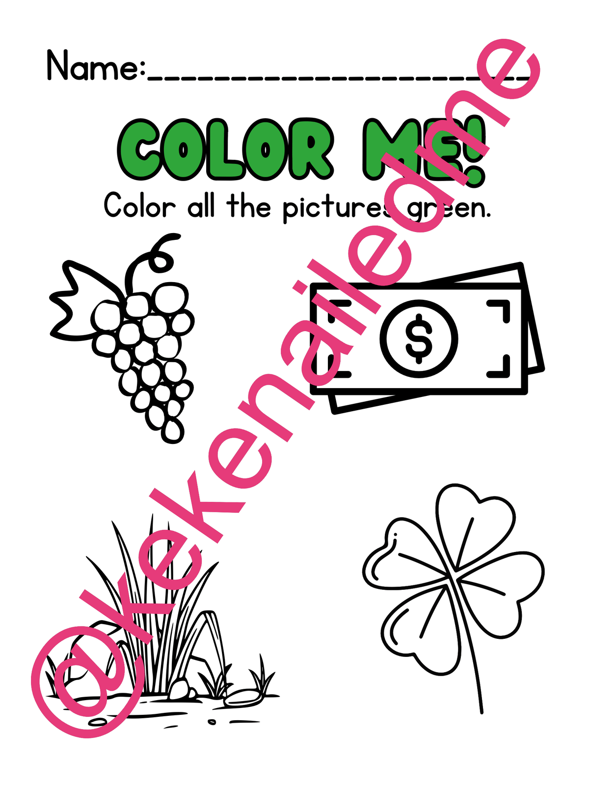 21 Color Green Worksheets For Kindergarten