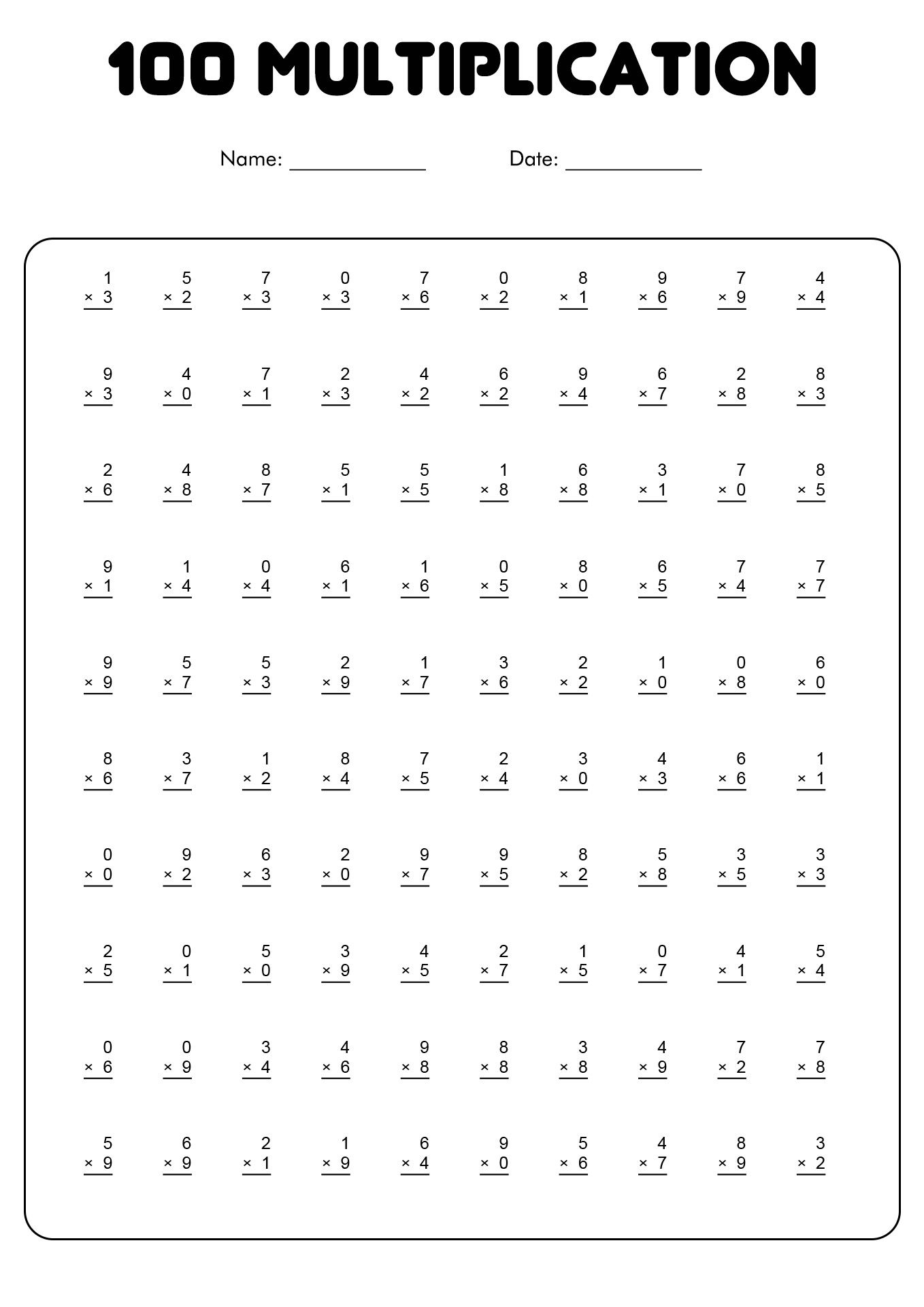 21 Multiplication Worksheets 3Rd Grade Free